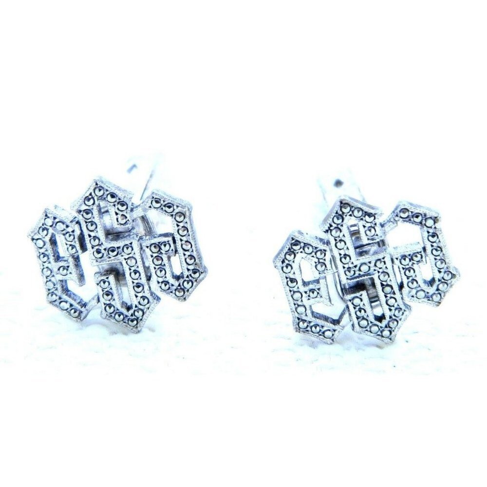 VTG .925 Sterling Silver Art Deco Marcasite Monogr